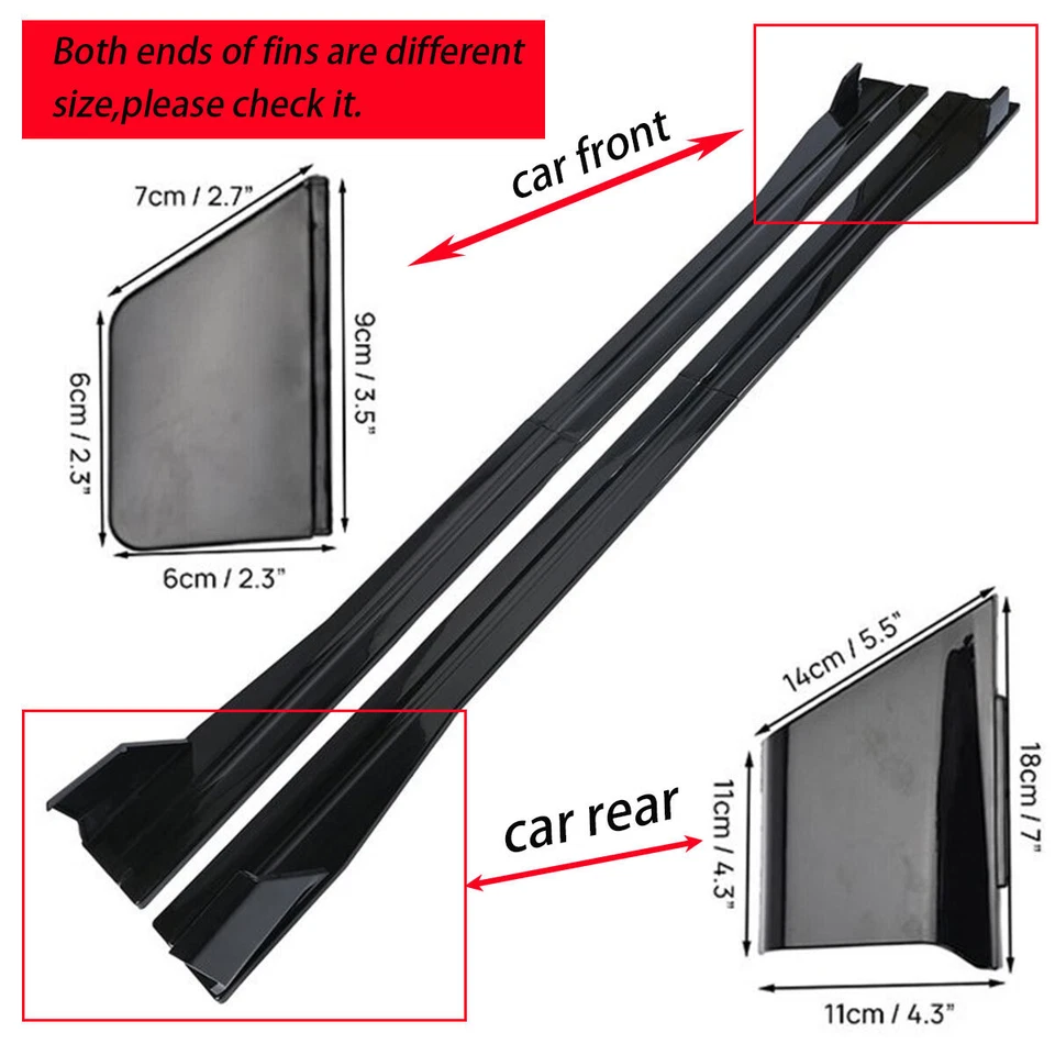 78''- 86" Glossy Black Car Side Skirt Extension Lip For Kia Optima Adjustable Foto 3 de 4