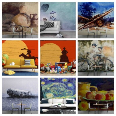 3D Watercolor Jar Cowboy Self-adhesive Wallpaper Removable Wallpaper Wall Mural