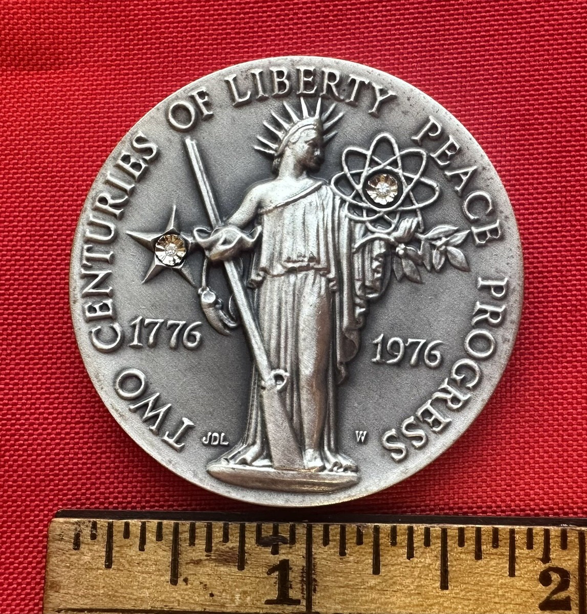 Longines Symphonette .999 PURE SILVER Medal Two Centuries Liberty