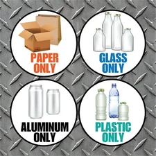 Set of 4" X 4" Paper Glass Aluminum Plastic Recycle High Quality Vinyl Decals