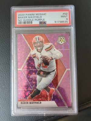 2020 Panini Mosaic No Huddle Purple /50 Baker Mayfield #52 PSA 9