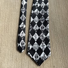 Men  s tie 56  Looney Tunes Stamp Collection Black  White 100 Polyester