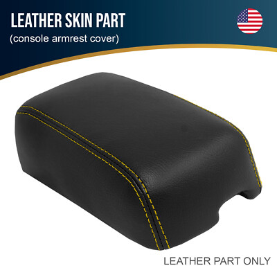 Fits 97-02 Mitsubishi Mirage Leather Console Lid Armrest Cover Yellow Stitch