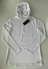 Mens Under Armour Fitted ColdGear Pocketless Hoodie White NWT $60