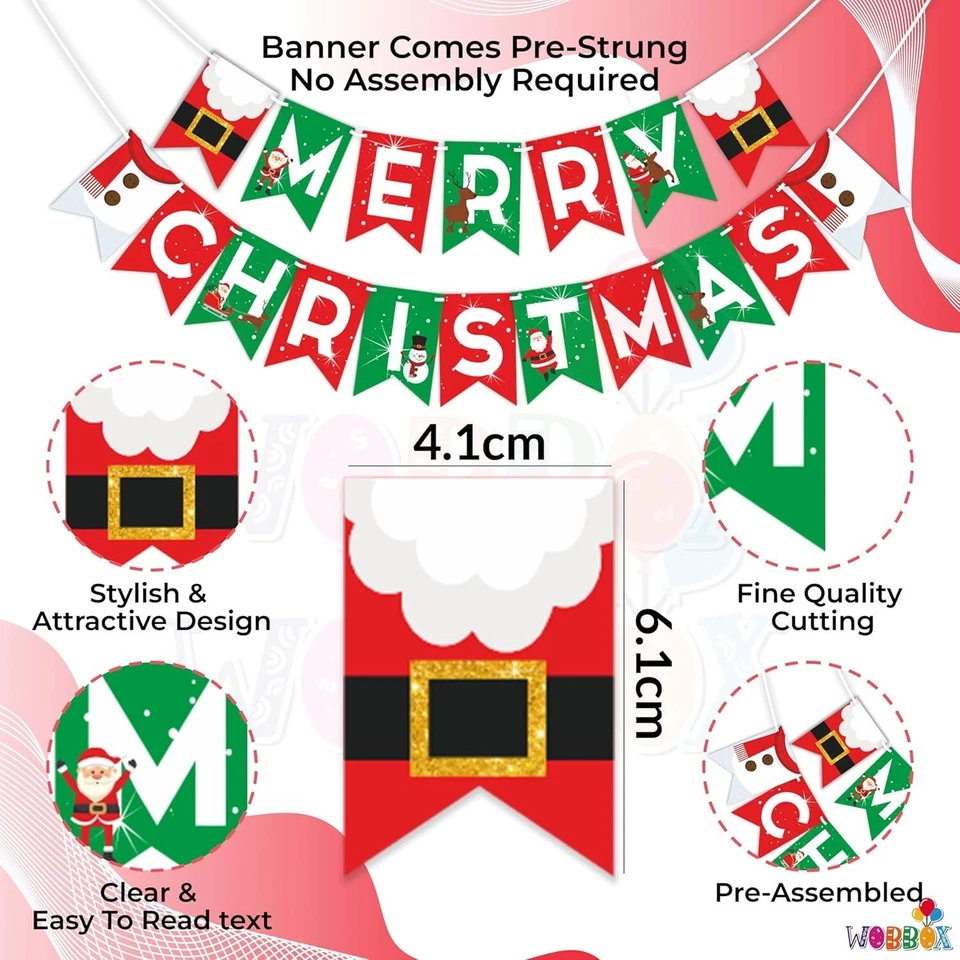 Banner de Feliz Navidad, pancarta de Navidad, artículos de decoración de Navi... - Imagen 2 de 4