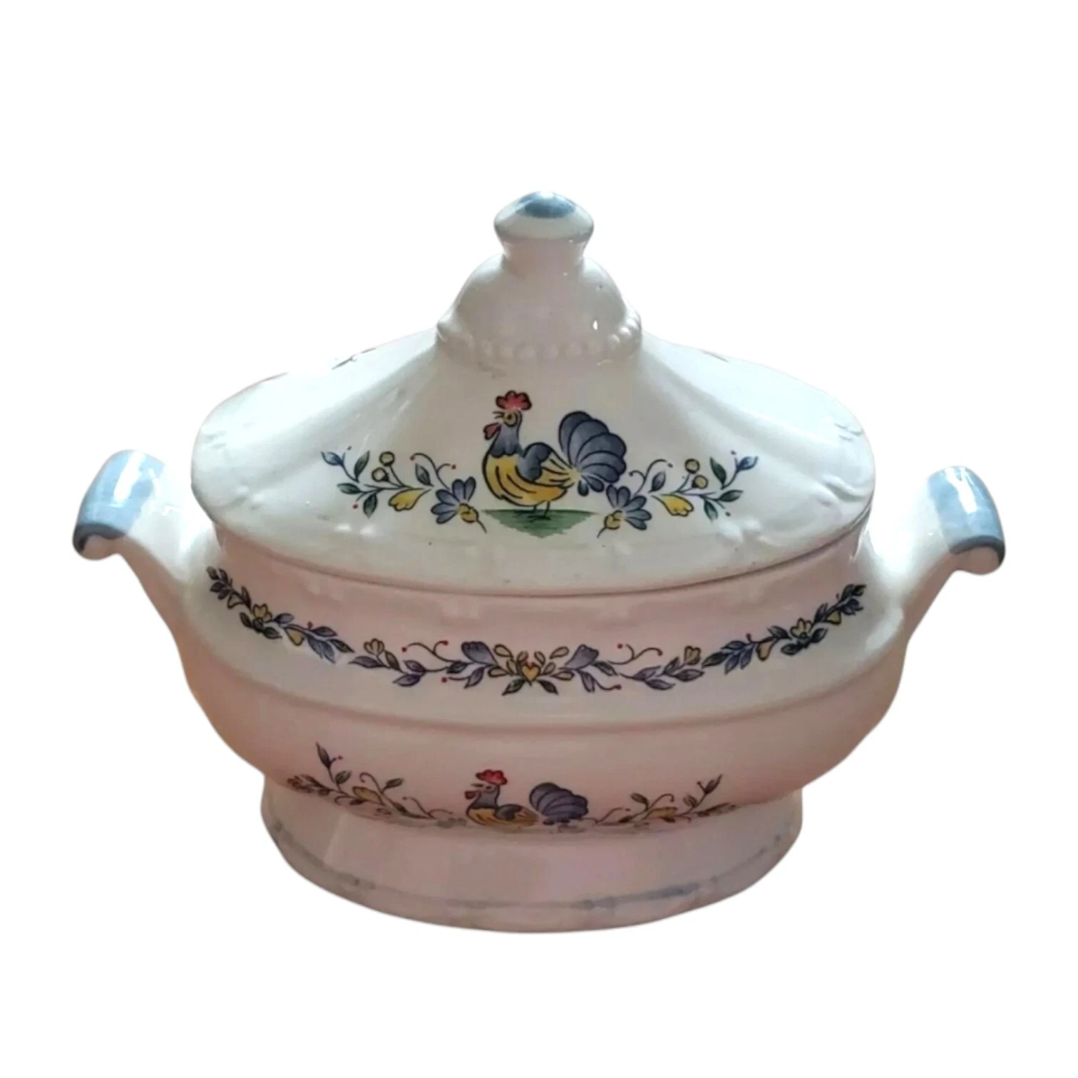 Vintage Rooster Gravy Boat & Sauce Tureen W/Ladle, Hand Painted In Japan 2 PCS