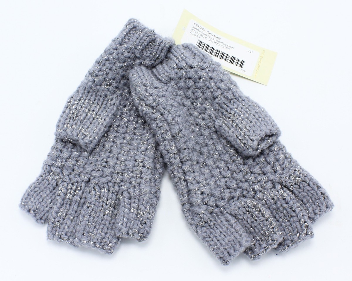 小物 fingerless gloves New Collection XIIX Metallic Stitch Knitted Fingerless Gloves 15