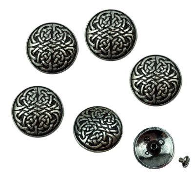 Set of 6 WESTERN HORSE SADDLE TACK 1-1/8'' ANTIQUE CELTIC CONCHOS screw back