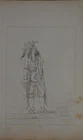 Antique 1840's Native American Engraving Art Iroquois Chief Not-o-way (Thinker)