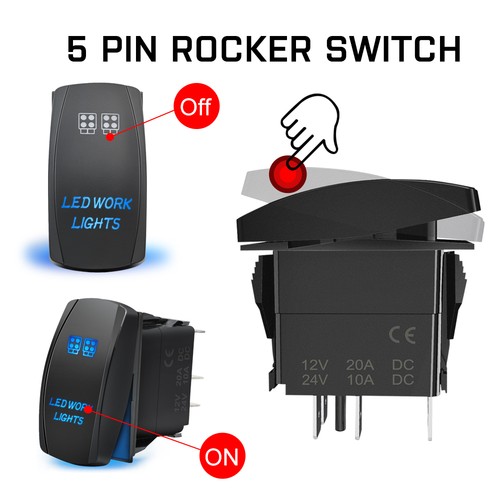 2-Lead DT Connector Wiring Harness Kit ON/OFF 5Pin Rocker Switch LED Work Light - Picture 2 of 8