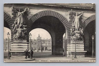 Antique France Postcard PARIS Guichets du Louvre Carrousel 1910