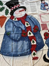 1997 Daisy Kingdom 43" tall SNOWMAN Cut & Sew Fabric Door Panel #3768 Xmas Décor