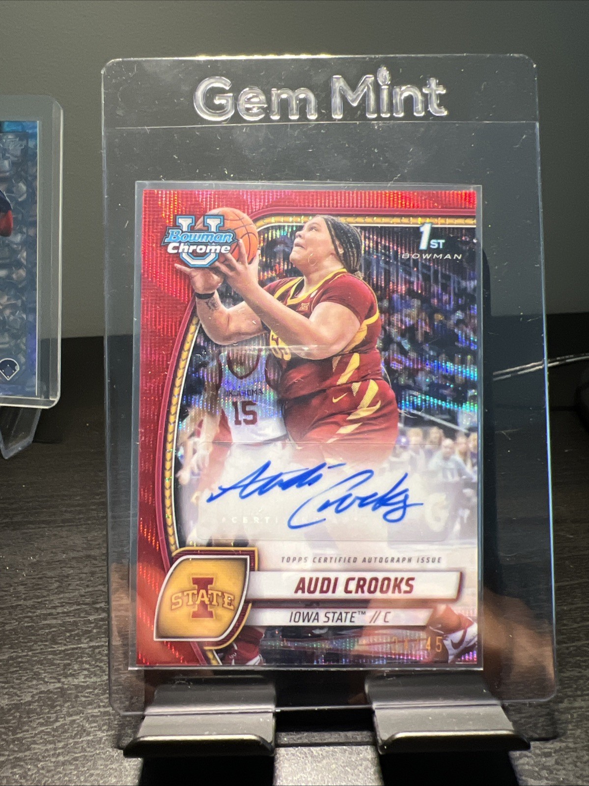 2024-25 Bowman Chrome University Audi Crooks Red Wave Auto /45 Color Match 1st