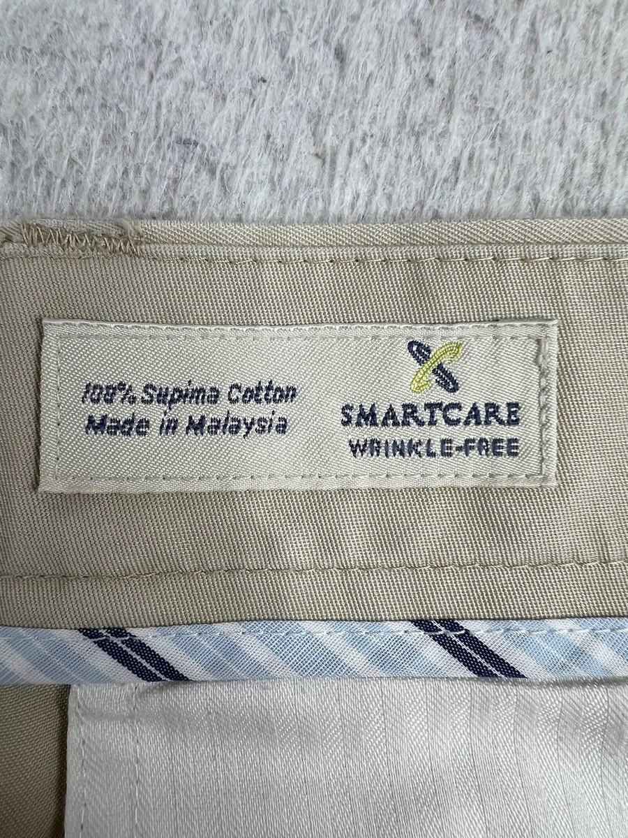John W. Nordstrom Pants Mens 38x33 Beige Smartcare Pleated Chino Supima Cotton View 5