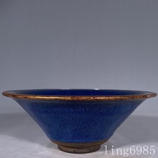 8.4"old China Ancient Dynasty Jian Kiln Porcelain Gild Tea cup Bowl Bowls Statue