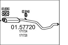 MTS Mittelschalldämpfer 01.57720 für PEUGEOT 306 7A 7C N3 N5 7B Break 7E 16V