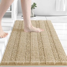 Chenille Striped Bathroom Rugs 30x20, Extra Thick and Absorbent Bath Mats, No...