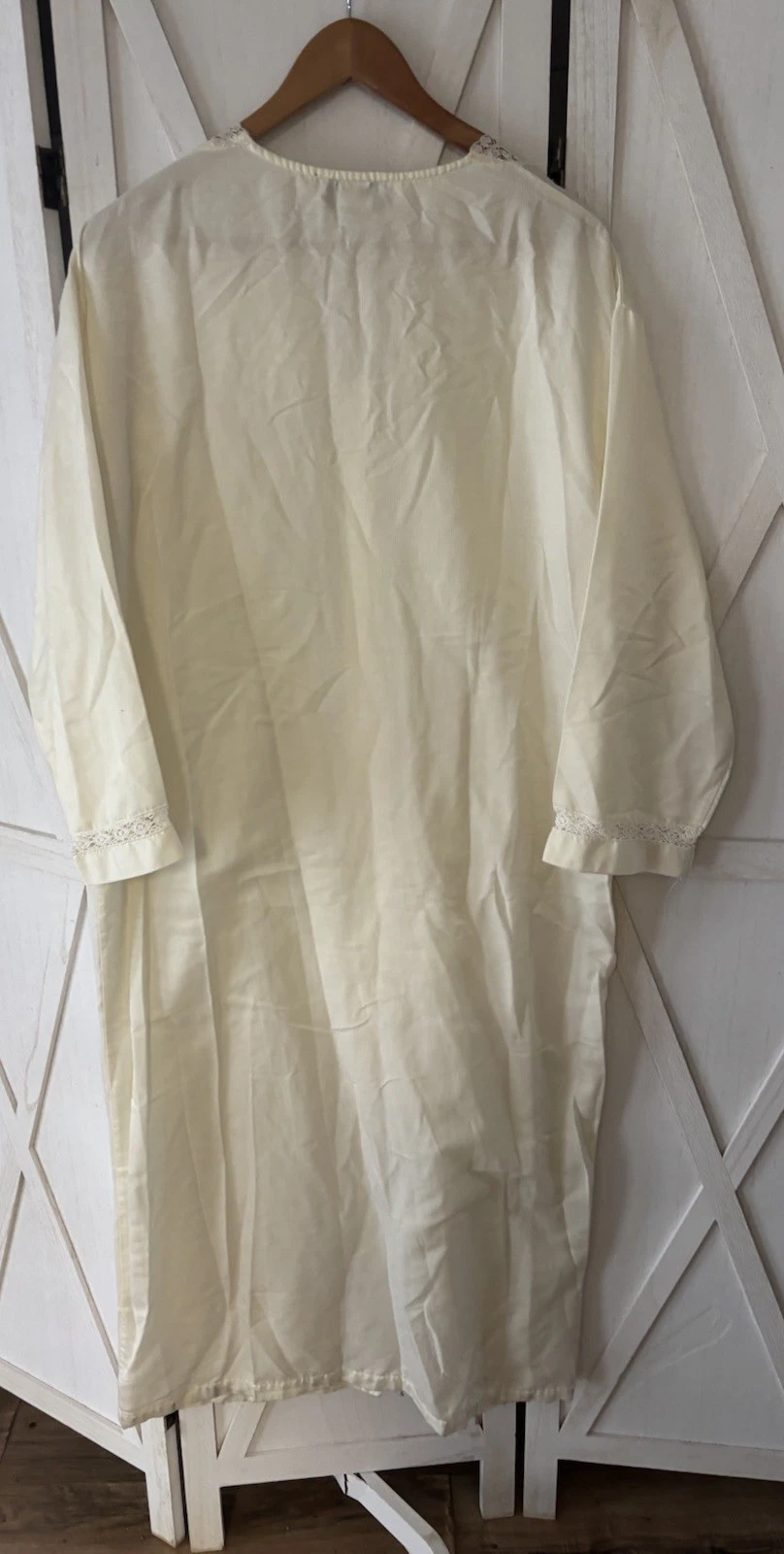 valentino intimo M camicia da notte lunga cotone uncinetto avorio abito vintage leggero