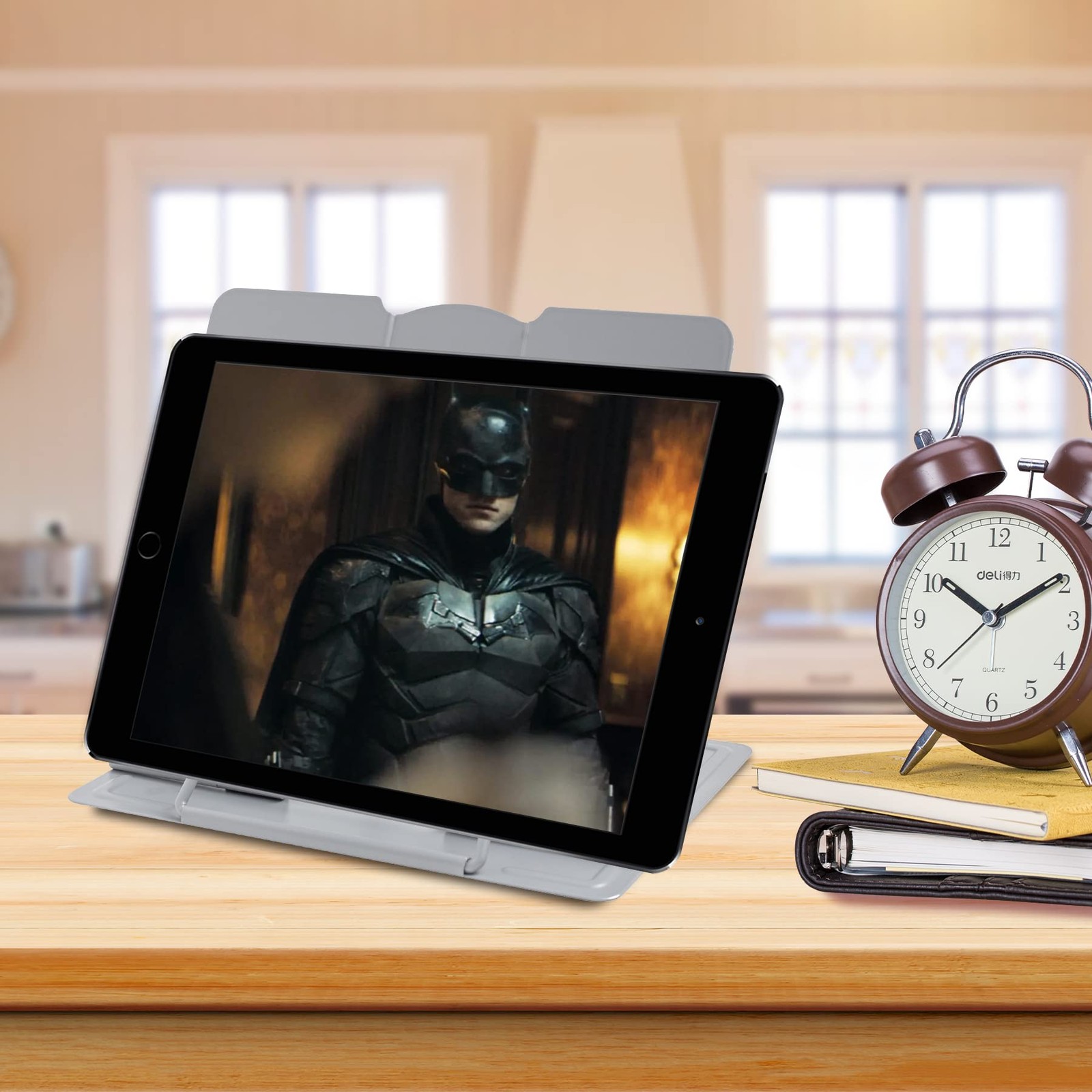 Metal Book Stand Adjustable Reading Holder for Cookbooks Textbooks Grey