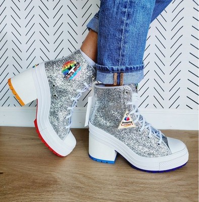 CONVERSE CHUCK 70 DELUXE Sz 10.5 Womens Shoes Heel Boots Sneaker Glitter A06028C