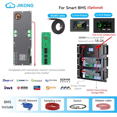 JK Inverter BMS RS485/CAN/BT For 8S-16S 100A-300A Akku Pack Home Energy Storage