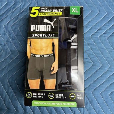 Puma Men's Boxer Briefs, 5 pack - BLACK, BLUE, GRAY, Size XL