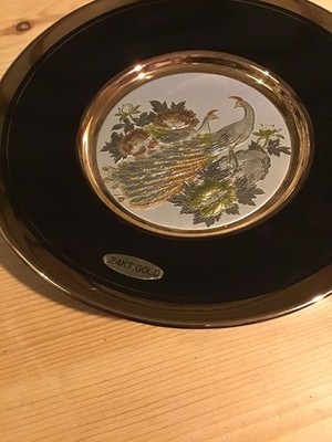 Japanischer The Art of Chokin 24kt Gold 6'' Vintage Kolibri Sammler Teller