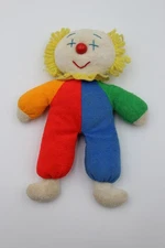 Eden Clown Plush Colors Plastic Nose Red Blue Green Orange Yellow Yarn Hair Bald