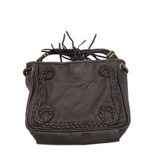 Mulberry Fringe Tote Bag Leather Brown From Japan 136258K Authentic