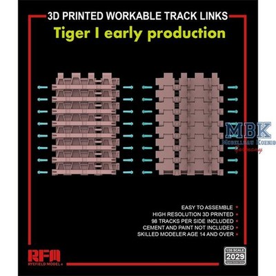RYE FIELD MODEL RFM2029 3D printed Workable track links for Tiger I early
