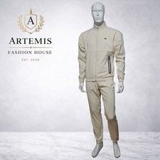 Lacoste Men's Regular Fit Beige Taffeta Sport Tracksuit Tracksuit Size Small