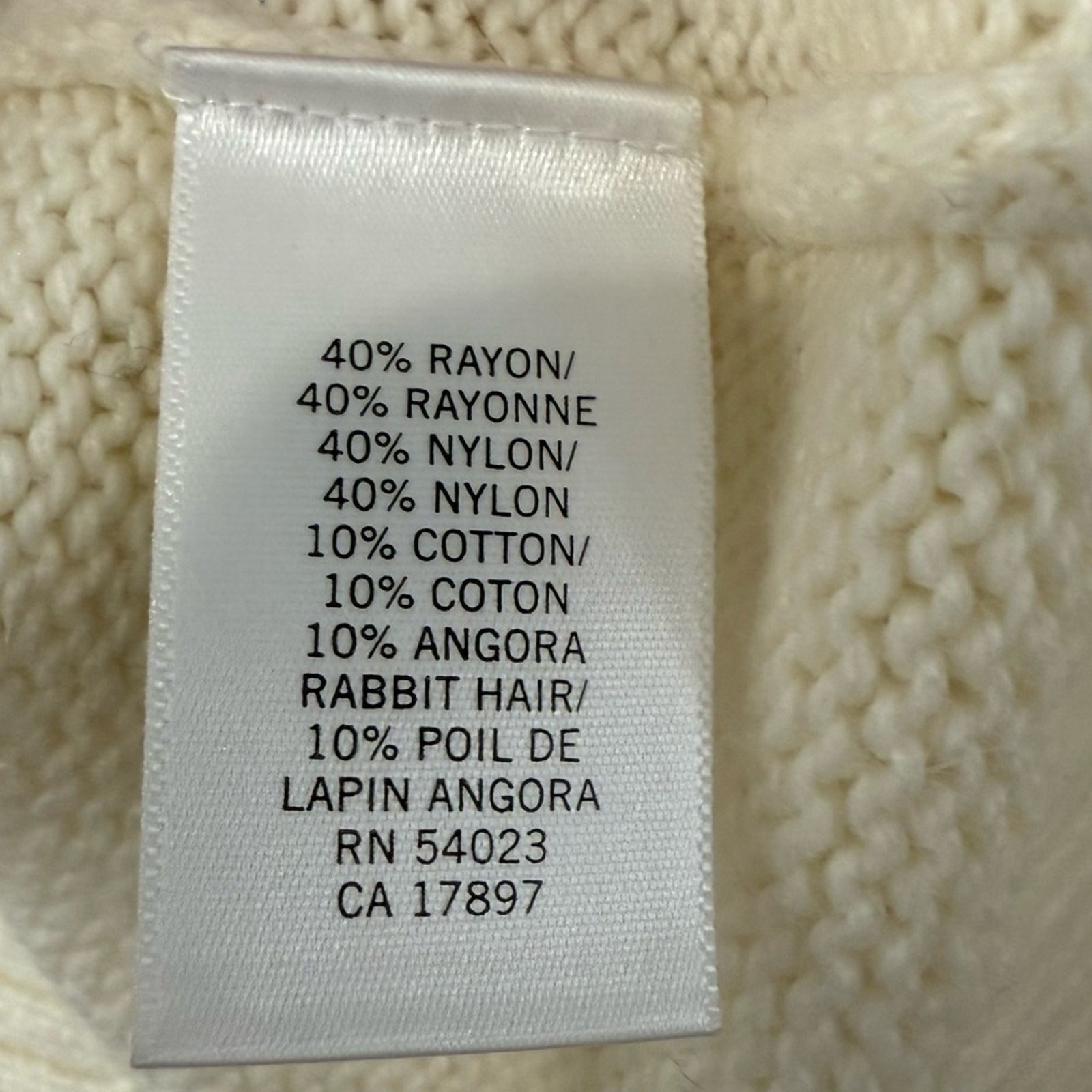 Hive & Honey Small White Cream Cable Knit Sweater Angora Blend Crew Neck