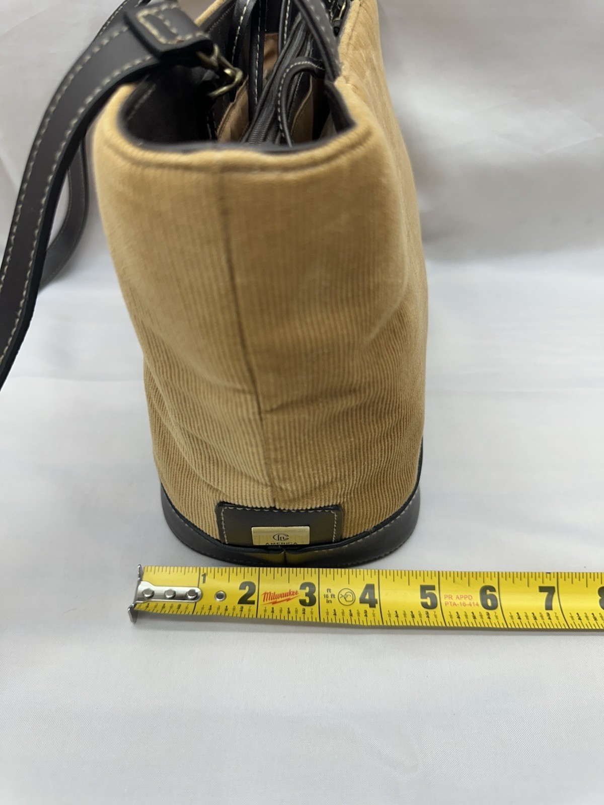 Vintage GC America Tan Corduroy Bag, Leather Trim + Glasses Case & Wristlet