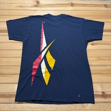 Vintage 90s Reebok Delta Logo Back Hit Graphic T-Shirt USA Made - Size Medium