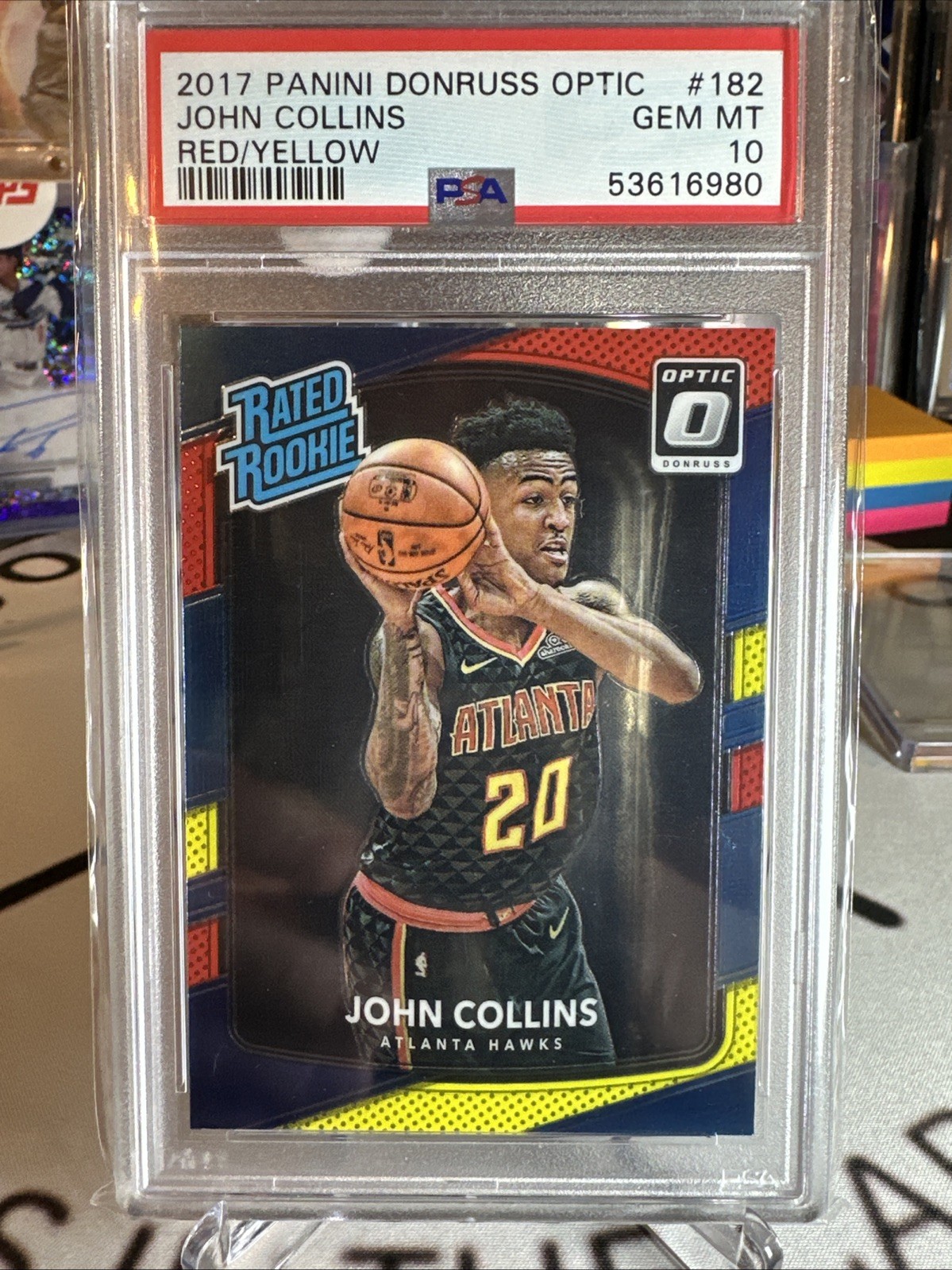 2017-18 Panini Donruss Optic - Rated Rookie John Collins #182 Red & Yellow (RC)