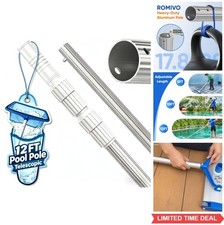 Telescopic Pool Pole 12 FT 3 Section Aluminum Adjustable 1-1/4 Inch Connection