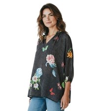 Johnny Was Blooming La Belle Silk Printed Top NWT - Size M