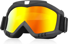 Dirt Bike Goggles, Dustproof Windproof Helmet Ski Goggles with Fog Lens, Wide Vi