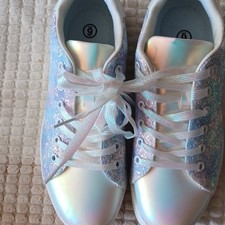 FREWALK Iridescent Silver/White Glitter Low T...