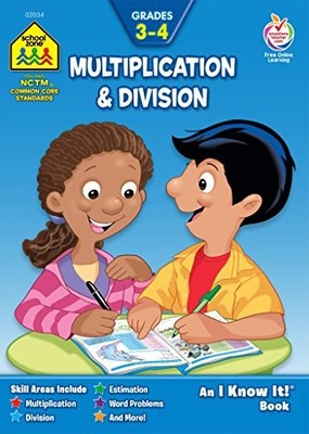 MULTIPLICATION & DIVISION 3-4 FROM SCHOOL ZONE, AGES 8-10, By Barbara NEW