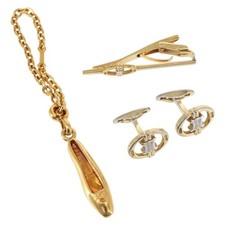 CELINE Accessory Case metal 2 Set Gold Auth 143383