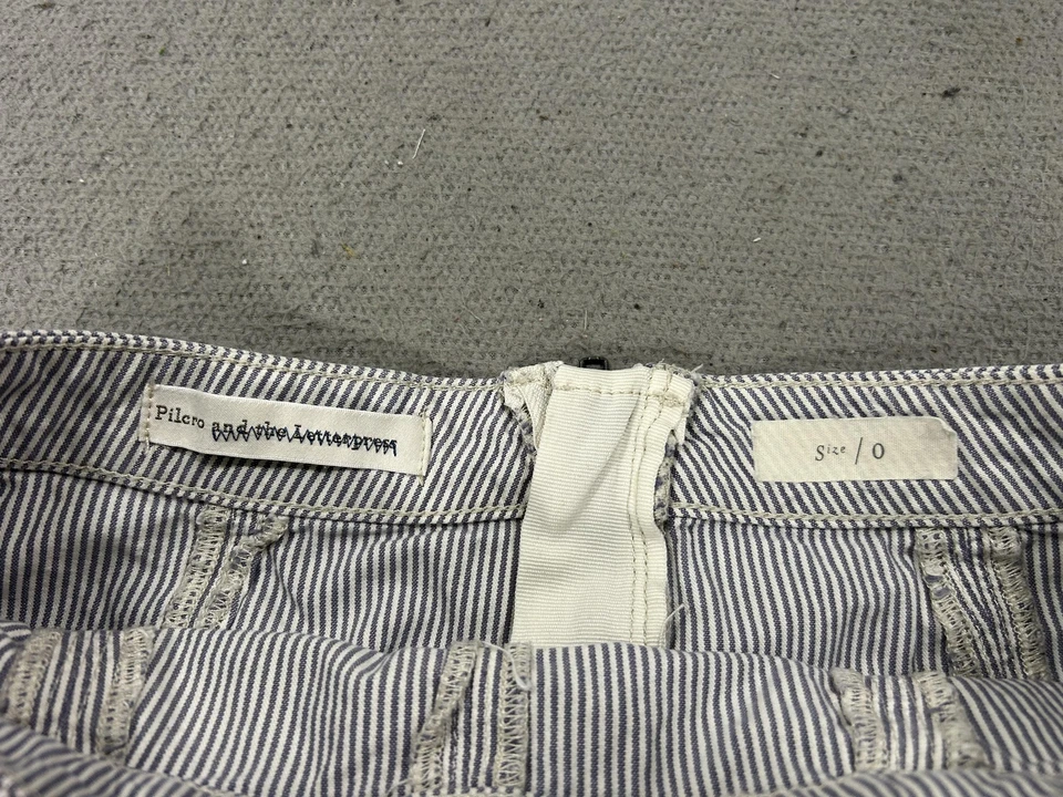 Falda Pilcro Mujer 0 Azul Blanco Rayas Algodón Mini Anthropologie Línea A Foto 3 de 4