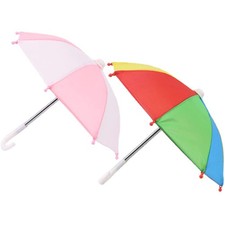 2pcs Mini Colorful Umbrella for Dolls,Cute Umbrellas Model Miniature Beach Um...