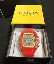 Invicta Bolt Men's Quartz Chronograph Skeleton Red Silicone Strap Box