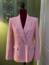 100 Authentic ZARA Pink Tailored Houndstooth Blazer Size: XS