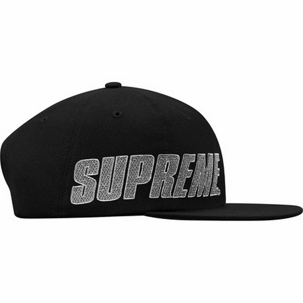 Casquette 6 panneaux Supreme Side Banner noir bleu clair F/W 16