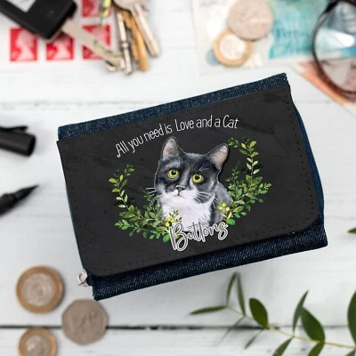 KRAFTYGIFTS Personalised Black Cat Purse Kitten Coin Wallet Cute Ladies Cute Pet Gift NDD61