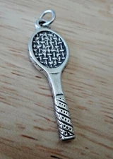 Sterling Silver 3D 32x11mm Solid Tennis Racket Charm
