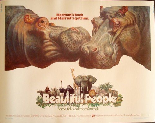 BEAUTIFUL PEOPLE half sheet movie poster 22x28 ANIMAL DOCUMENTARY 1975 NM Rolled
