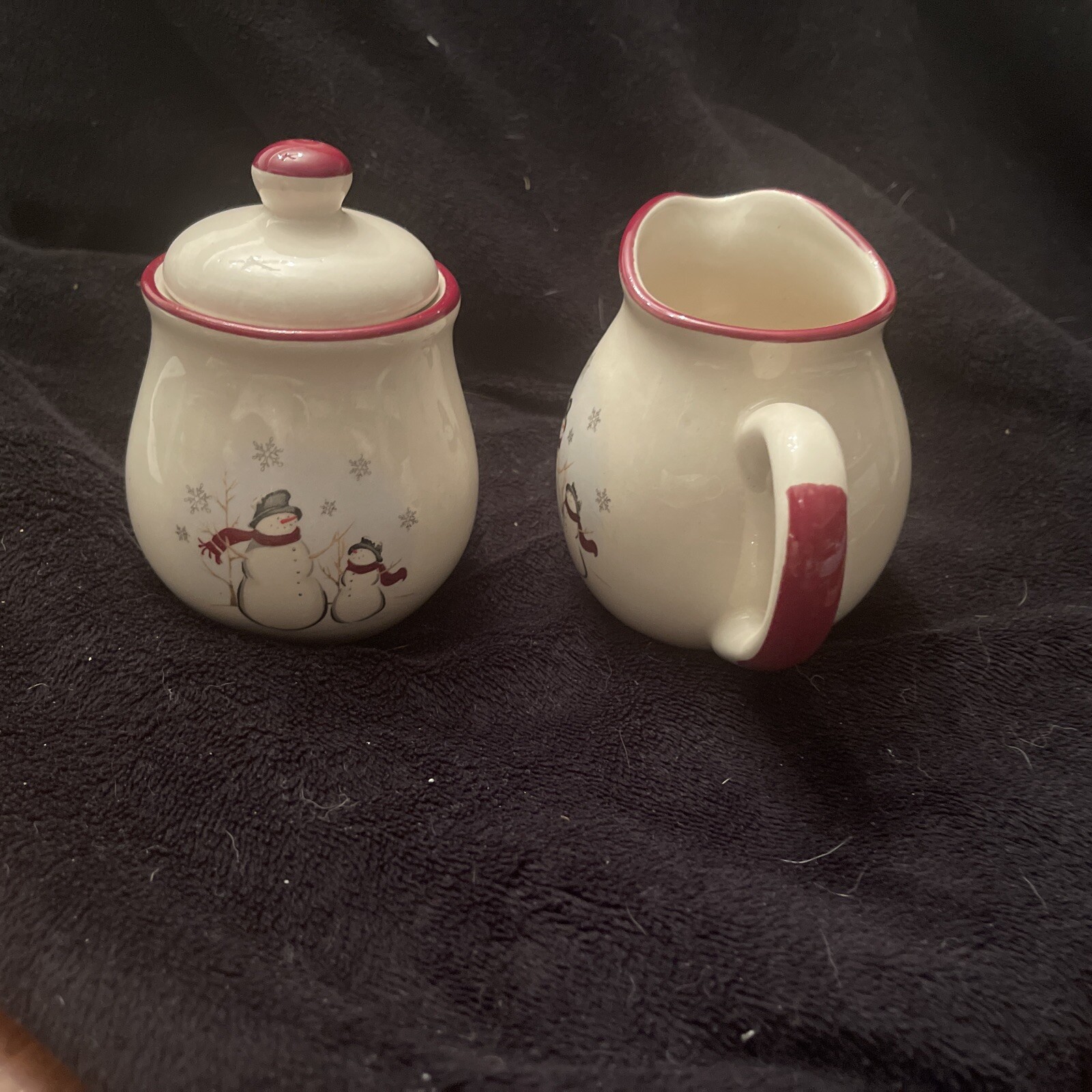 Royal Seasons RN1 Stoneware Snowman Creamer and Covered Sugar Bowl eBay
